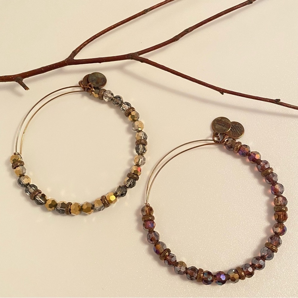 Alex And Ani Shining Blush Gleam & Citrine Gleam Beaded Bangle Bracelets